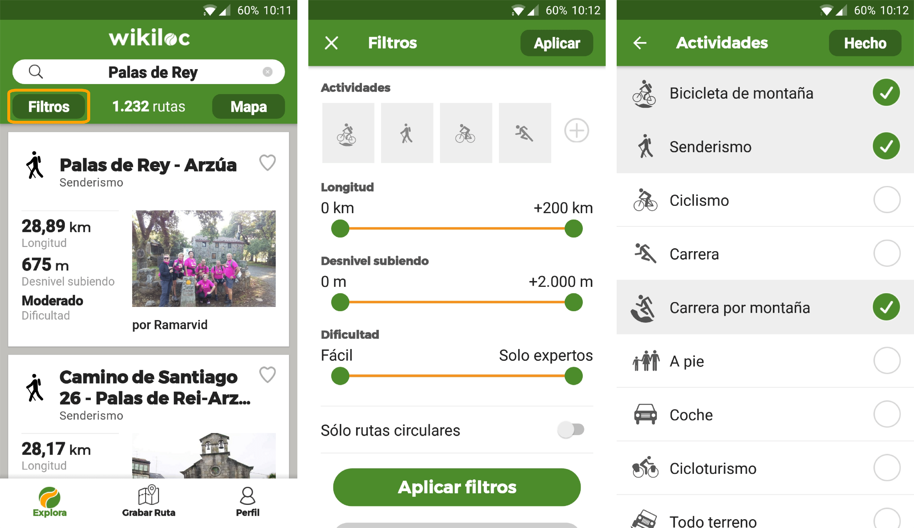 Filtro wikiloc app