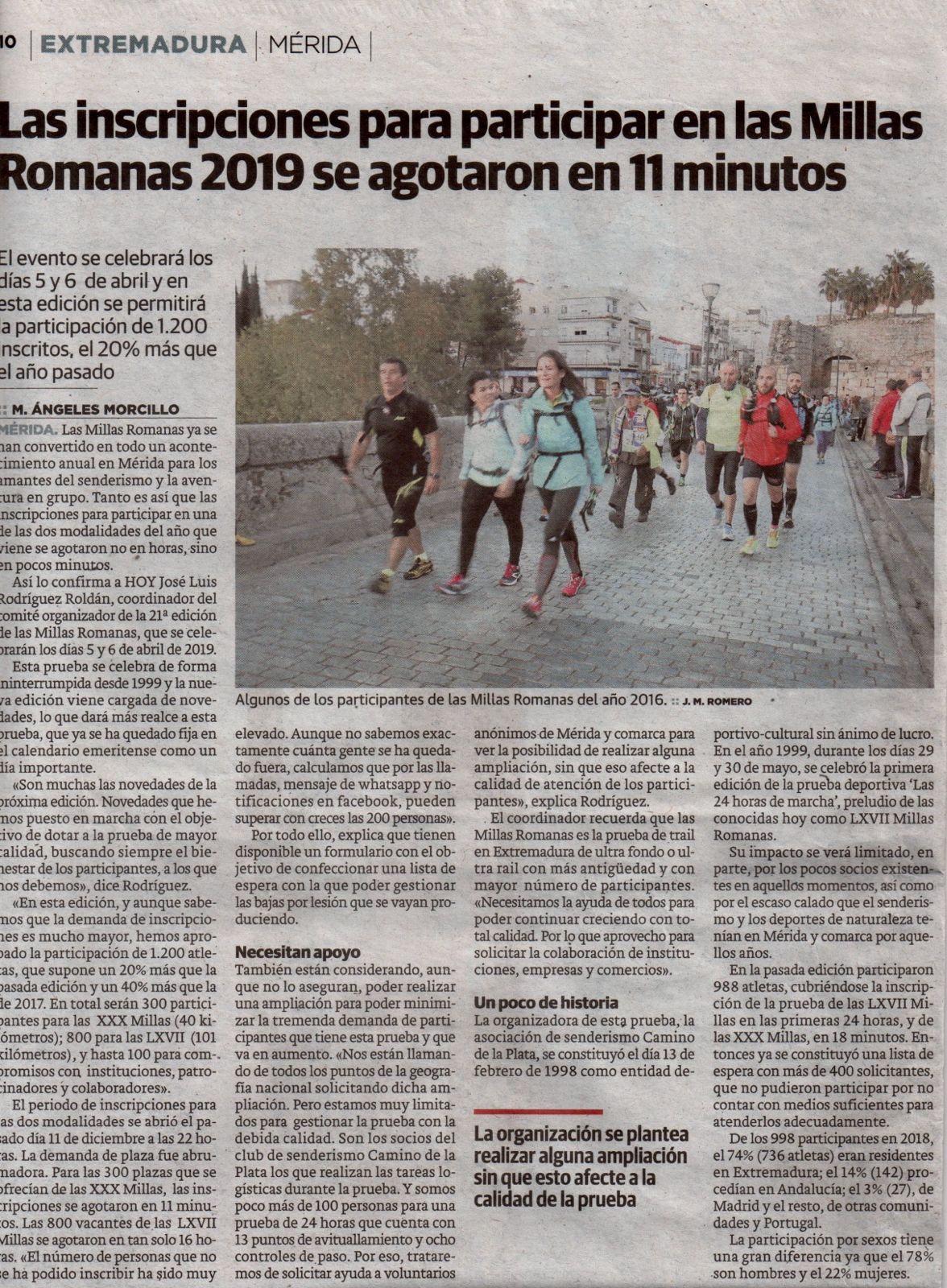 Diario HOY - Las inscripciones para las Millas Romanas se agotan en 11 minutos